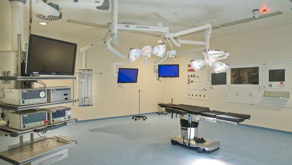 Interior of a hospital room.