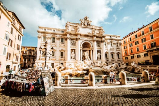 A view of the Trevi fountain.