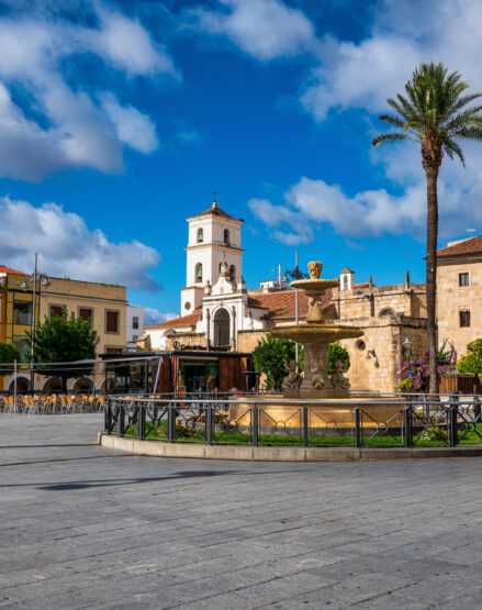 A view of the Square of Spain, Plaza de Espana in Merida, Spain (an Atlantis site).